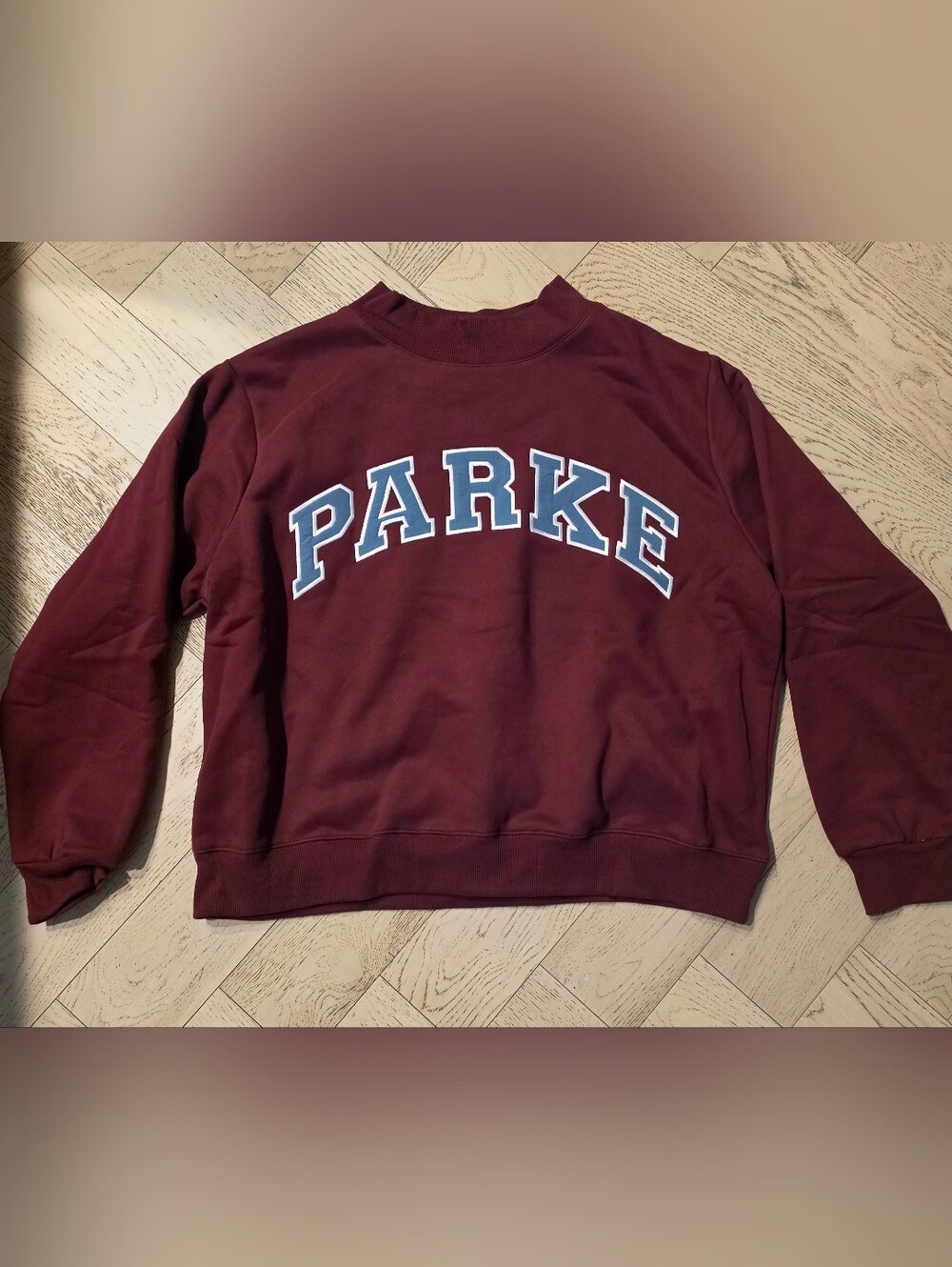 PARKE Varsity Mocknexk Fleece- Port + Bluestone LXL. NWT